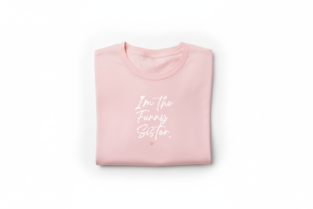 Pink Funny Sister Tee Folded Small