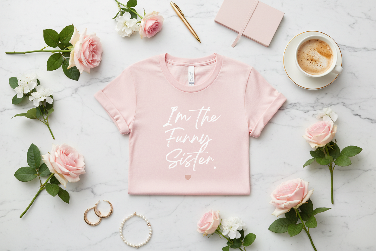 Pink Funny Sister Tee Girly Small
