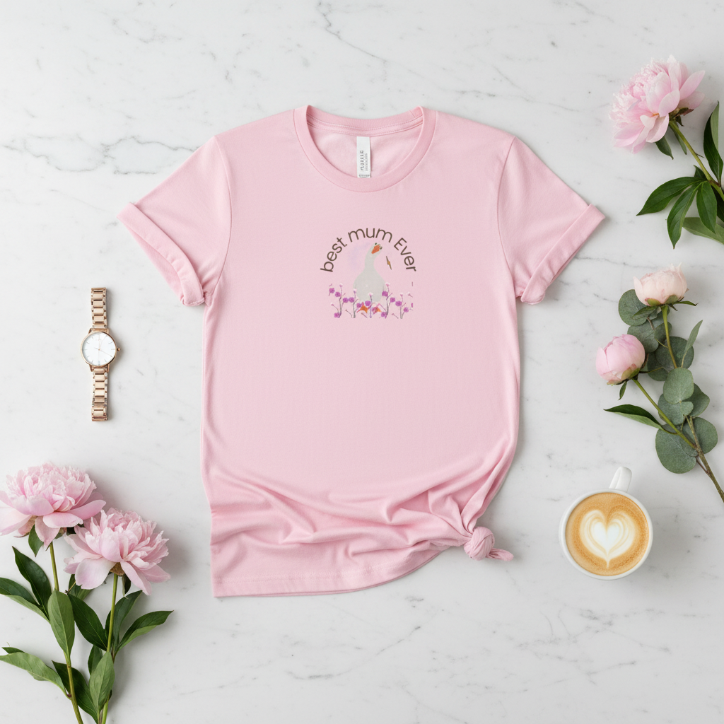 Pink t-shirt as hero with minimal styling