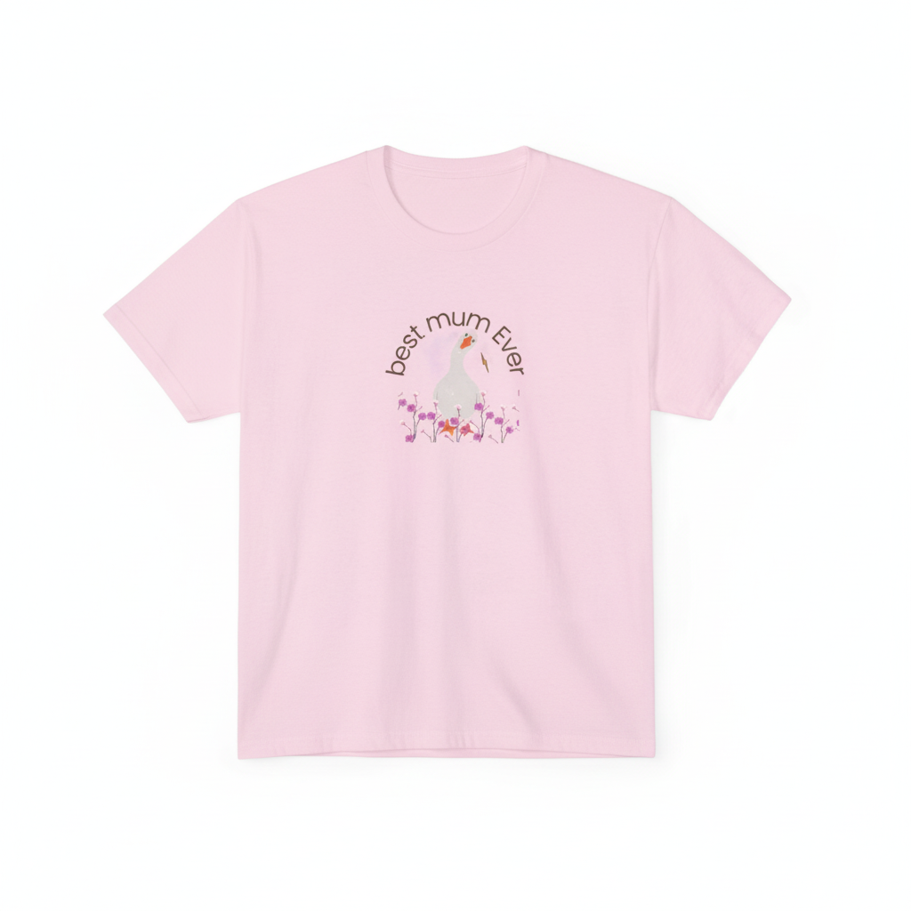 Pink t-shirt flat lay on white