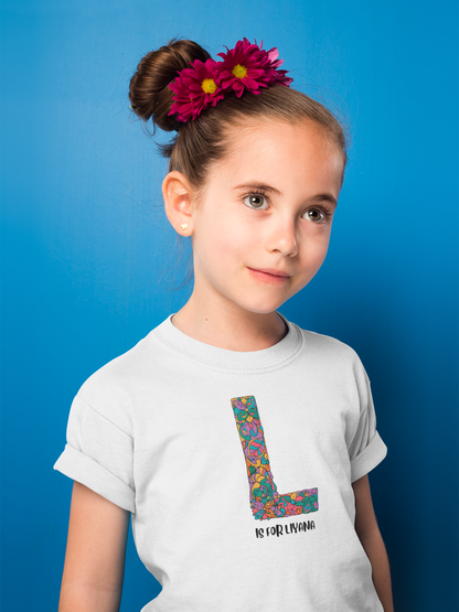 Personalised Floral Alphabet Tee - Fun & Vibrant S Design for Creative Kids