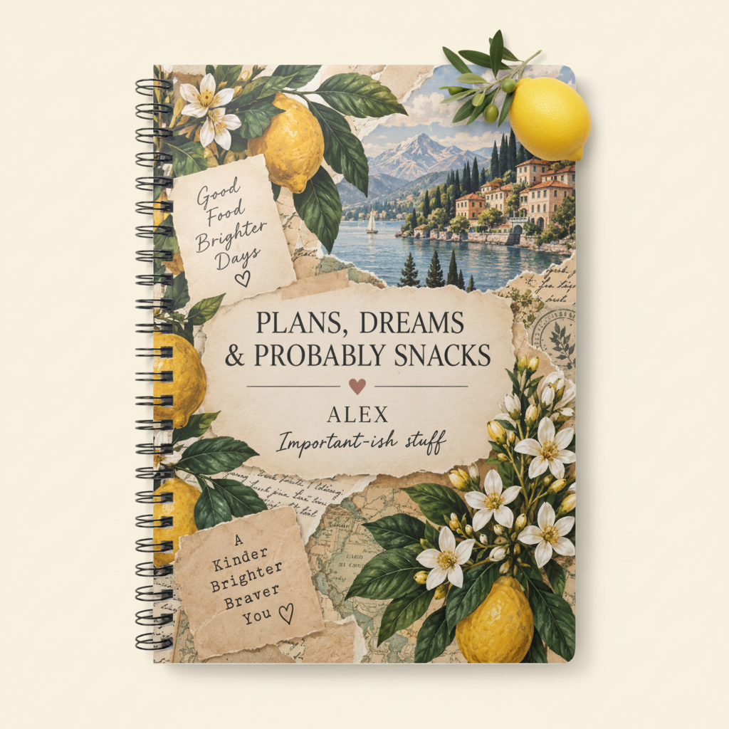 Premium ALEX hero mockup of the lemon notebook