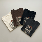 Five plant lover t-shirts (cream, brown, black, charcoal) with 'crazy plant person' print