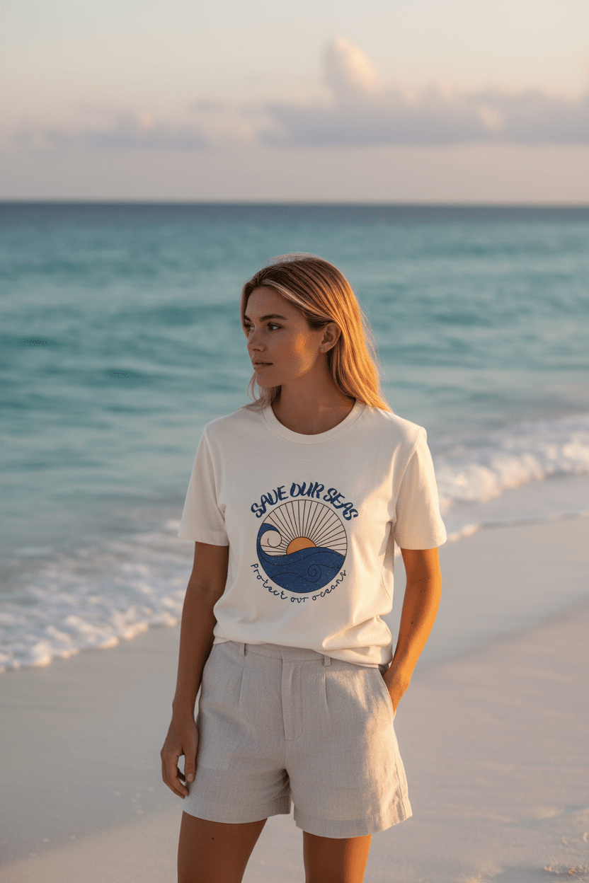 Save Our Seas T-Shirt | Retro Wave Ocean Conservation Tee UK - AlleyCrafters