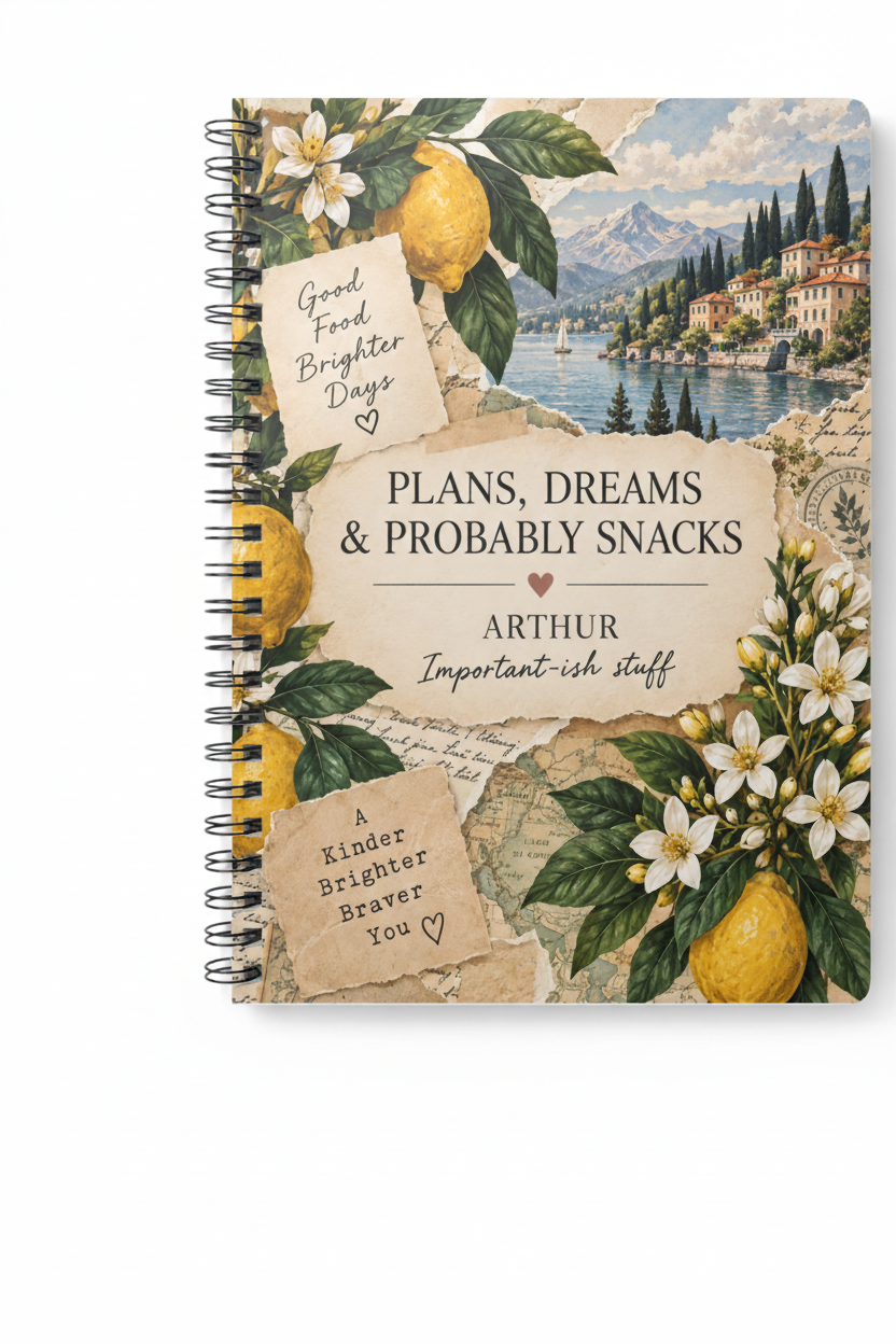 Premium mockup of the Arthur notebook on a leather mat