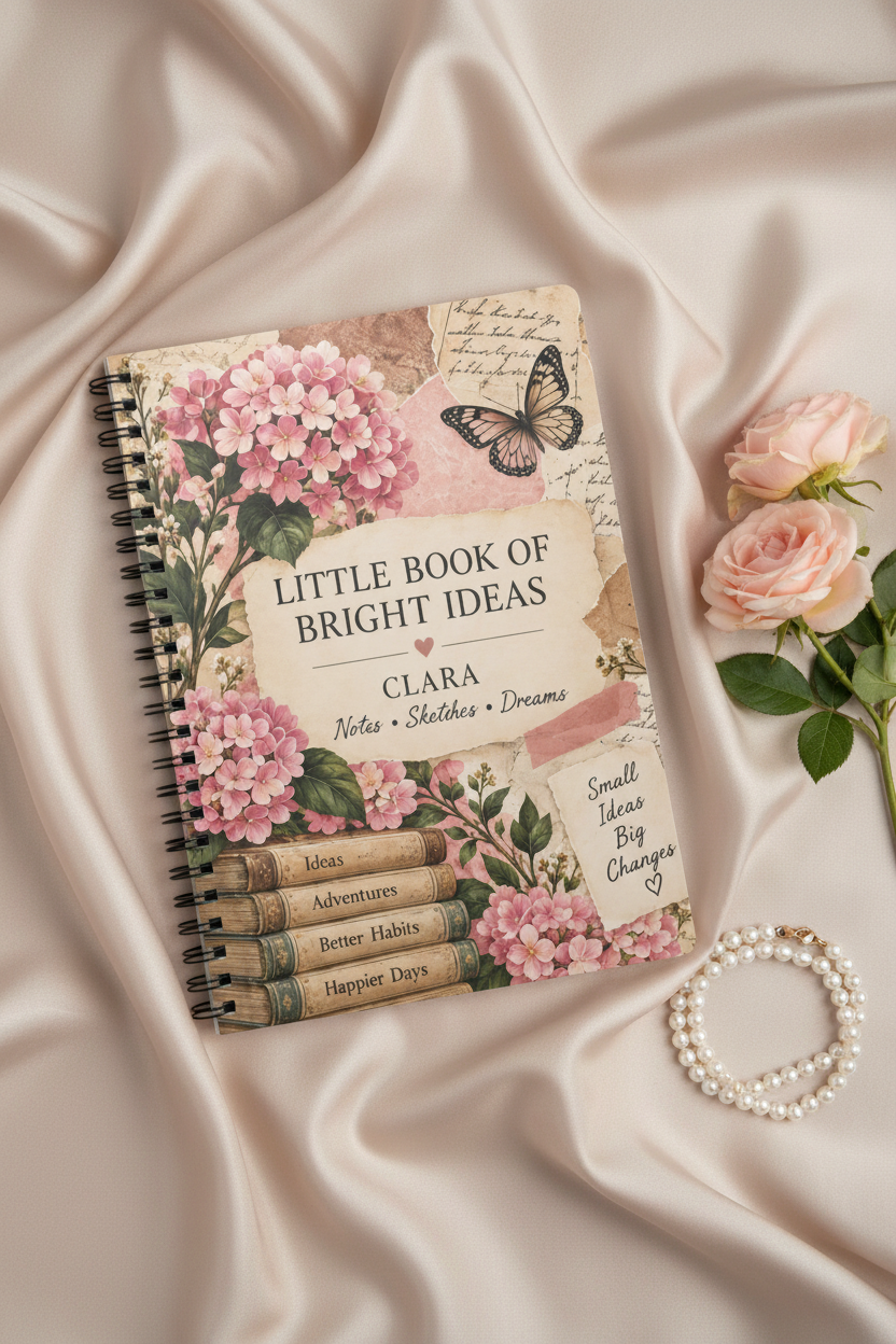 Premium mockup of the Clara notebook on silk fabric