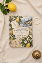 Premium mockup of the lemon notebook on cream linen