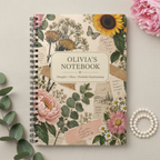 Premium mockup of the Olivia notebook on cream linen