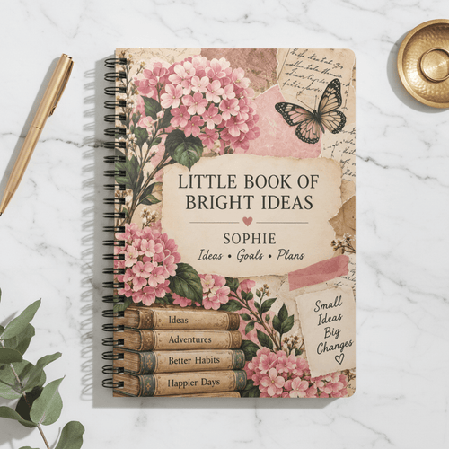 Little Book of Bright Ideas — A5 Lined Notebook with Vintage Floral Cover - AlleyCrafters