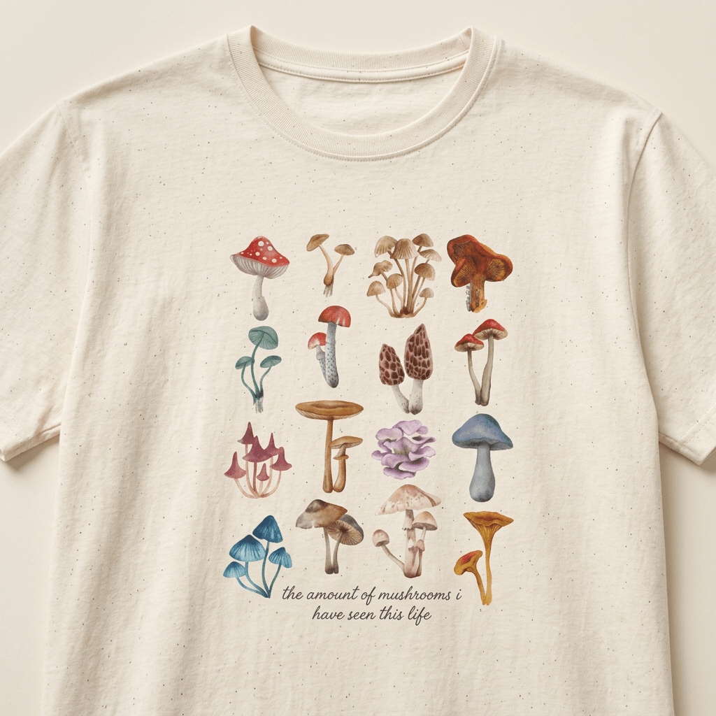 Mushroom T-Shirt – Vintage Botanical Fungi Print - #AlleyCrafters