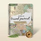 Premium zoomed mockup of the Amelia travel journal