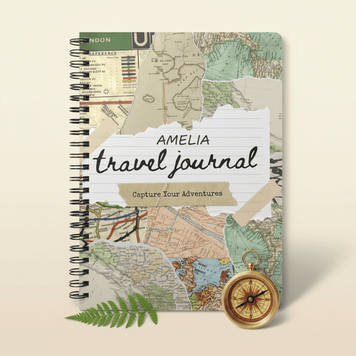 Travel Journal Notebook — A5 Vintage Map Wirobound Journal - AlleyCrafters