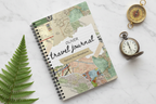 Premium zoomed mockup of the Oliver travel journal on marble