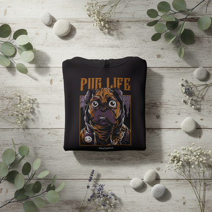 Pug Life Hoodie - Folded Nature Flat Lay