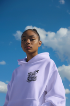Lilac hoodie with hood and small Earth Girl Energy chest logo