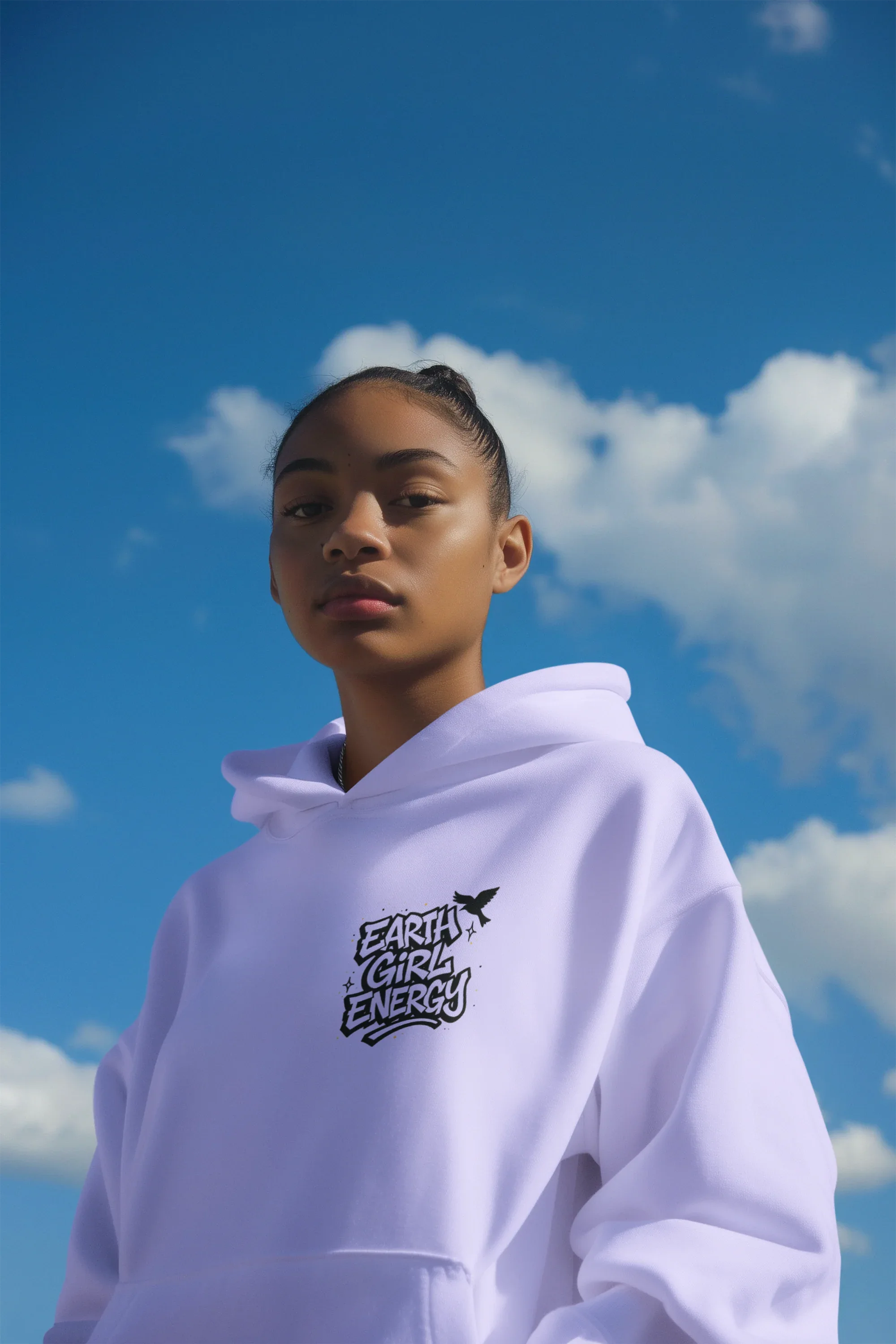 Lilac hoodie with hood and small Earth Girl Energy chest logo