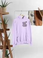 Lavender hoodie with hood, front pocket, and Earth Girl Energy chest logo