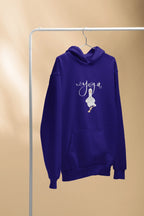 Royal blue hoodie with duck pose chest logo and front kangaroo pocket