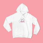 Kids white pullover hoodie with Arabic name and pink “Zara” chest print