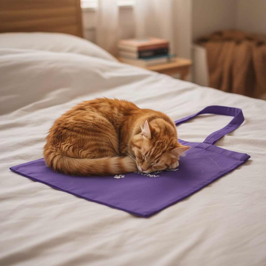 Purple Bag Sleeping Cat UGC