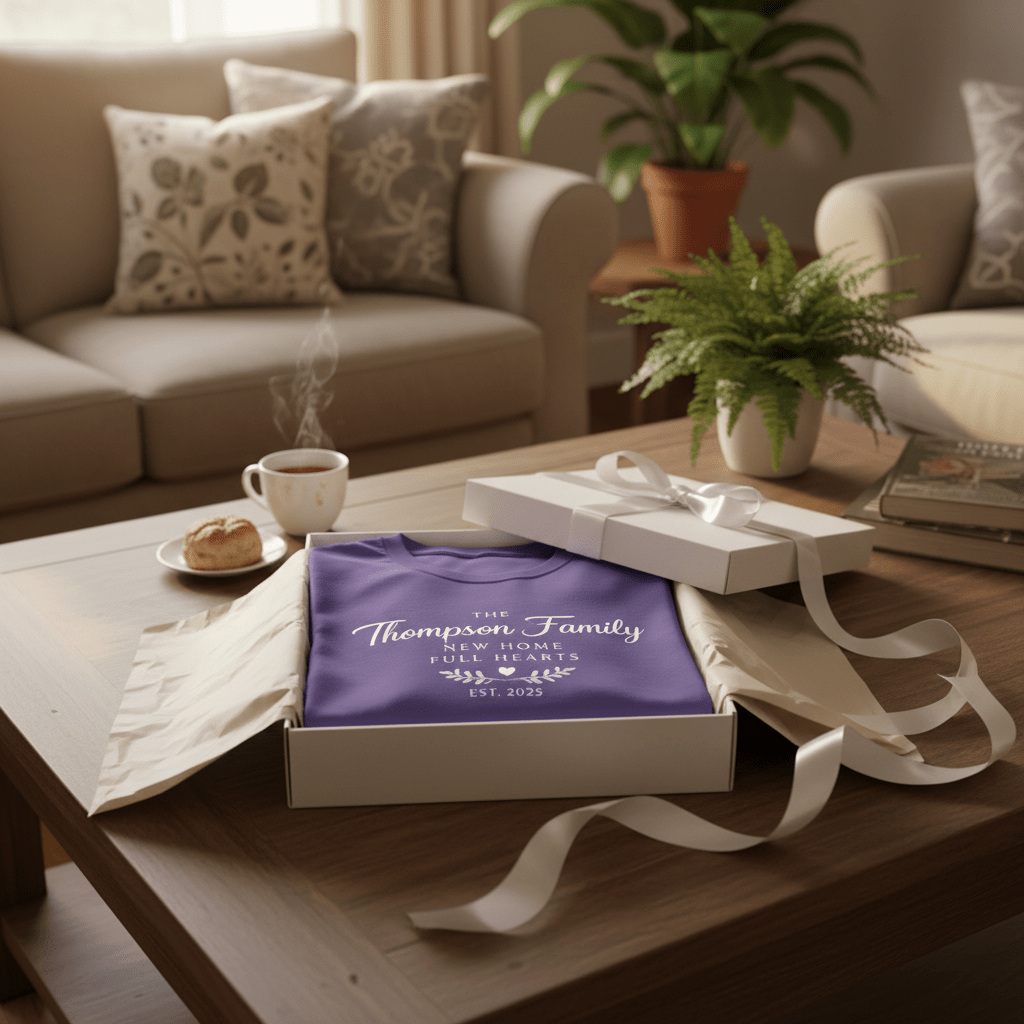 Personalised 'The [Name] Family' New Home T-Shirt | Housewarming Gift - AlleyCrafters