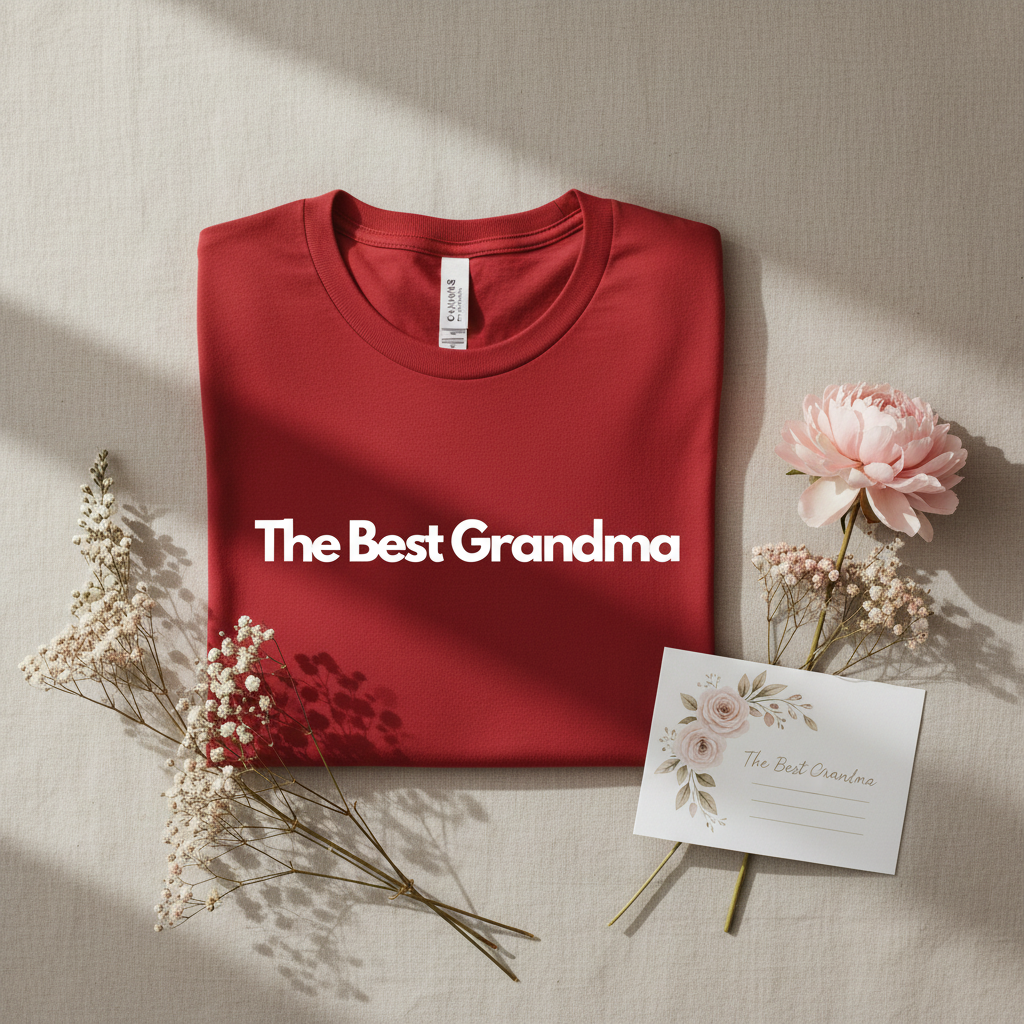 Red unisex T-shirt with "The Best Grandma" print