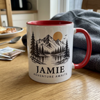 Red mountain mug personalised for Jamie