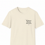 Cream unisex T-shirt with Reduce Reuse Recycle text graphic