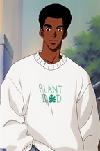 Arctic white crewneck sweatshirt with Plant Dad graphic on the chest, long sleeves