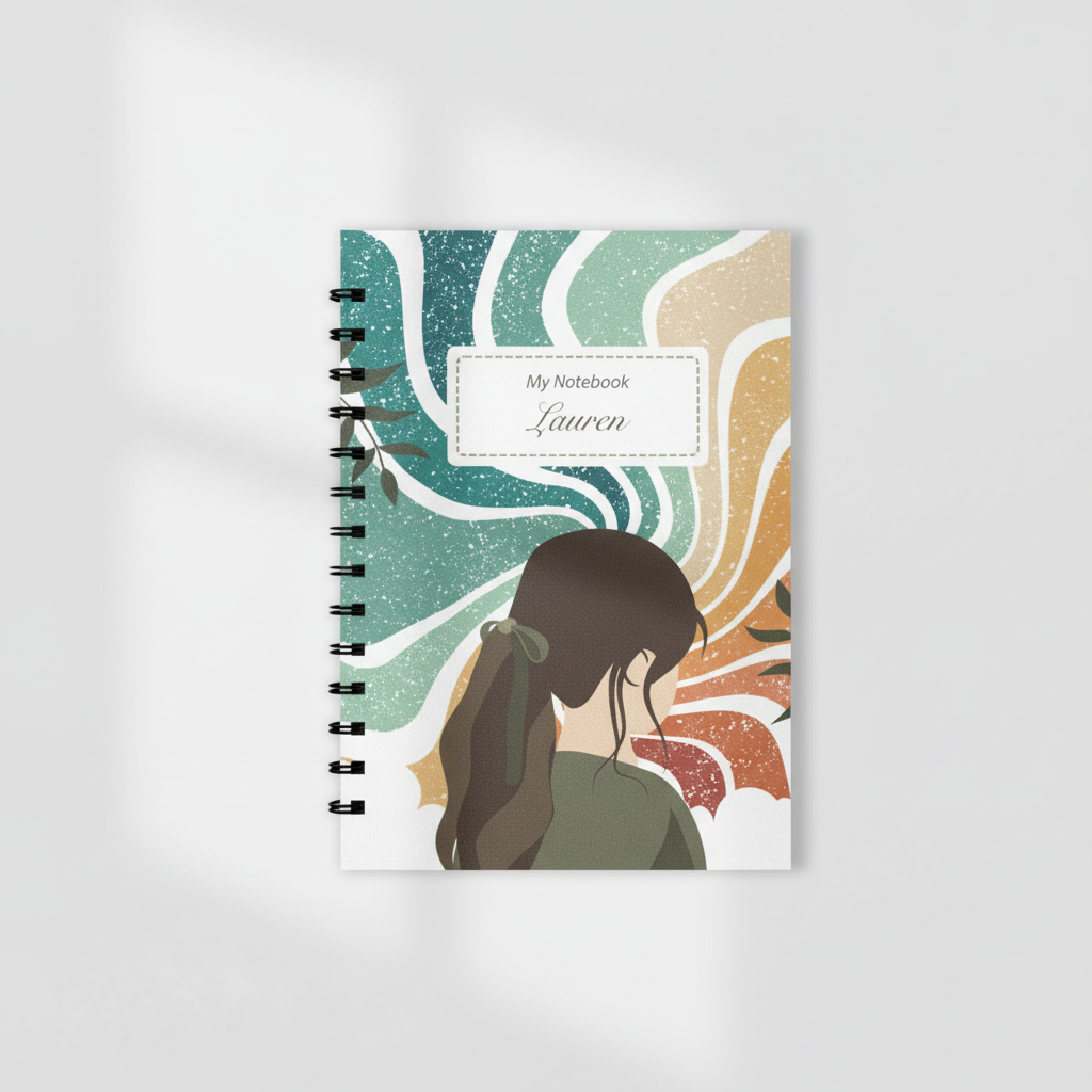 Retro girl notebook close-up display image