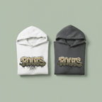 Pair of graphic hoodies in white and dark gray with Roots text front print