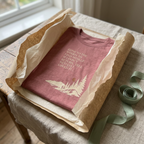 Dusty pink funny hiking t-shirt with woodland graphic and motivational quote
