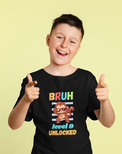 Kids Gaming Tee - BRUH Level (Age) Unlocked