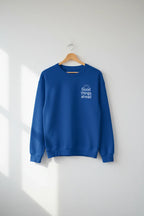 Blue crewneck sweatshirt with chest logo