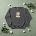 Charcoal woodland birthday animals sweatshirt with centered forest animal print