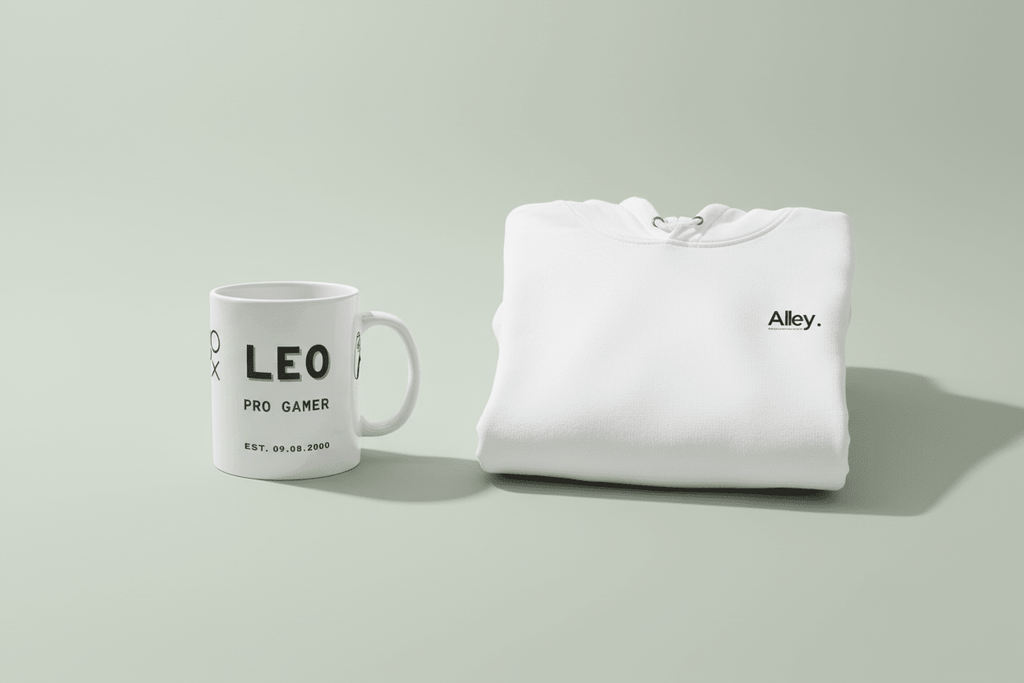 Alley. Minimalist Chest Logo Hoodie — Lightweight White Pullover - AlleyCrafters