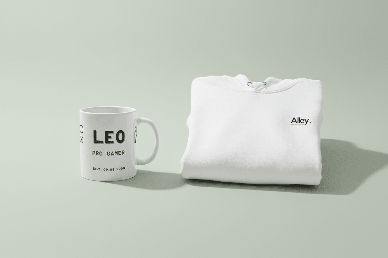 Alley. Minimalist Chest Logo Hoodie — Lightweight White Pullover - AlleyCrafters