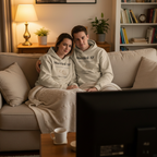 Light gray couples hoodies worn by a couple, 'Married AF' front text visible