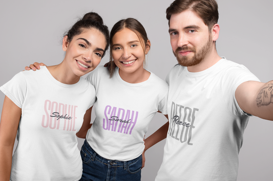 Personalised Name T-Shirt - Custom Colour & Elegant Text Design | Alley Crafters