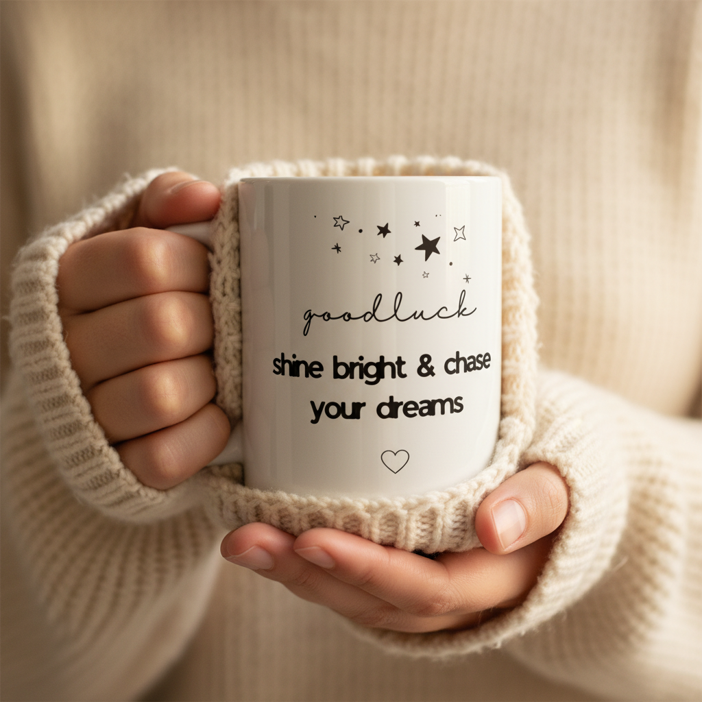 Shine Bright Mug — Hands Close-up