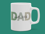 White ceramic coffee mug with DAD and Est. 2006 print on front