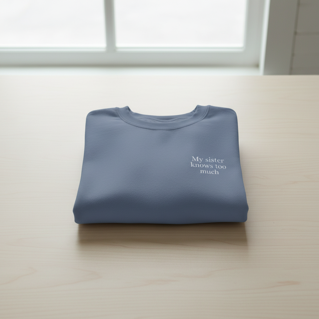 Slate blue sweatshirt folded