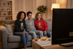 Three sloth graphic sweatshirts: dark, gray, and red, worn on a sofa