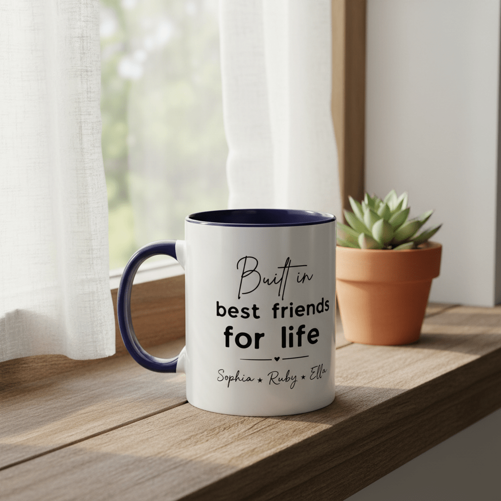 Personalised Best Friends for Life Mug | Custom Name Accent Coffee Mug - AlleyCrafters