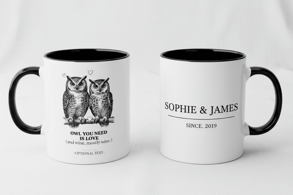 Owl You Need Is Love Mug | Funny Couples Coffee Cup | Romantic Gift for Her - AlleyCrafters