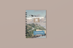 A5 wirobound notebook with seaside cover, monogram H and HANNAN 2026, lined pages