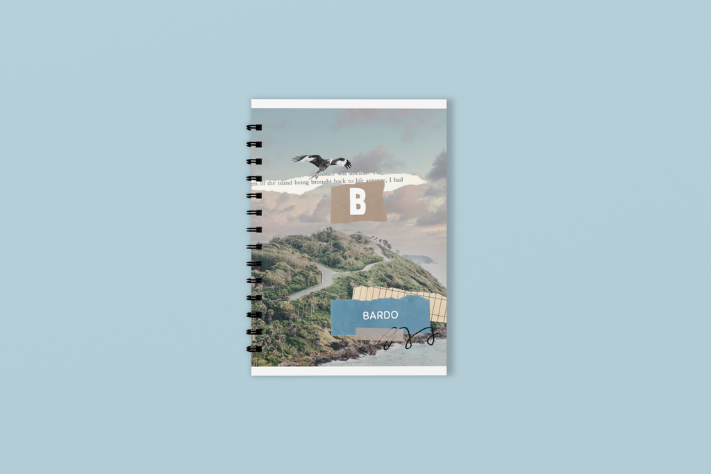 A5 spiral notebook with coastal cover and square monogram B