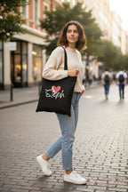 Personalised Heart Tote Bag | Add Any Name | Cute Custom Gift - Alley Crafters