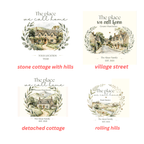 Personalised 'The Place We Call Home' T-Shirt | 4 Designs: Detached Cottage, Village Street, Countryside Landscape & Cottage with Mountains - AlleyCrafters