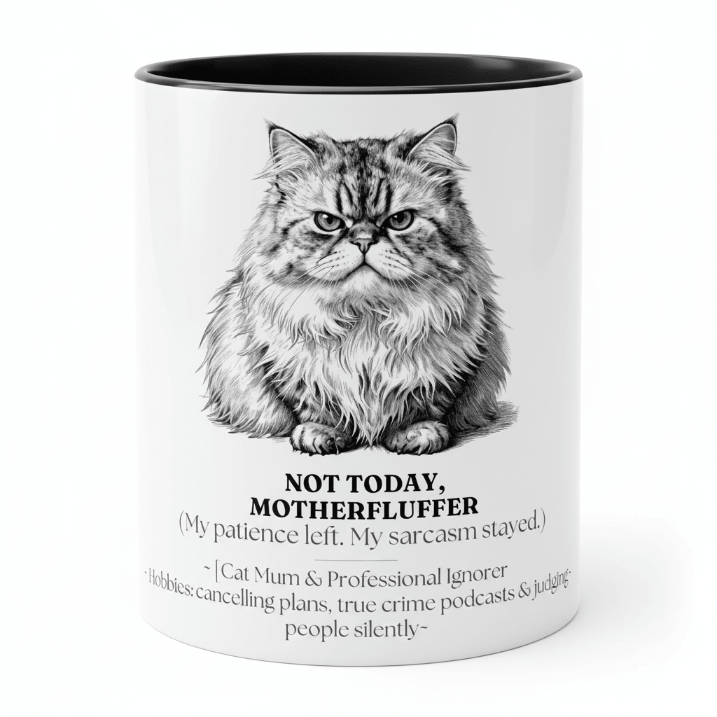 Not Today Motherfluffer Mug | Funny Cat Coffee Cup | Sarcastic Gift - AlleyCrafters
